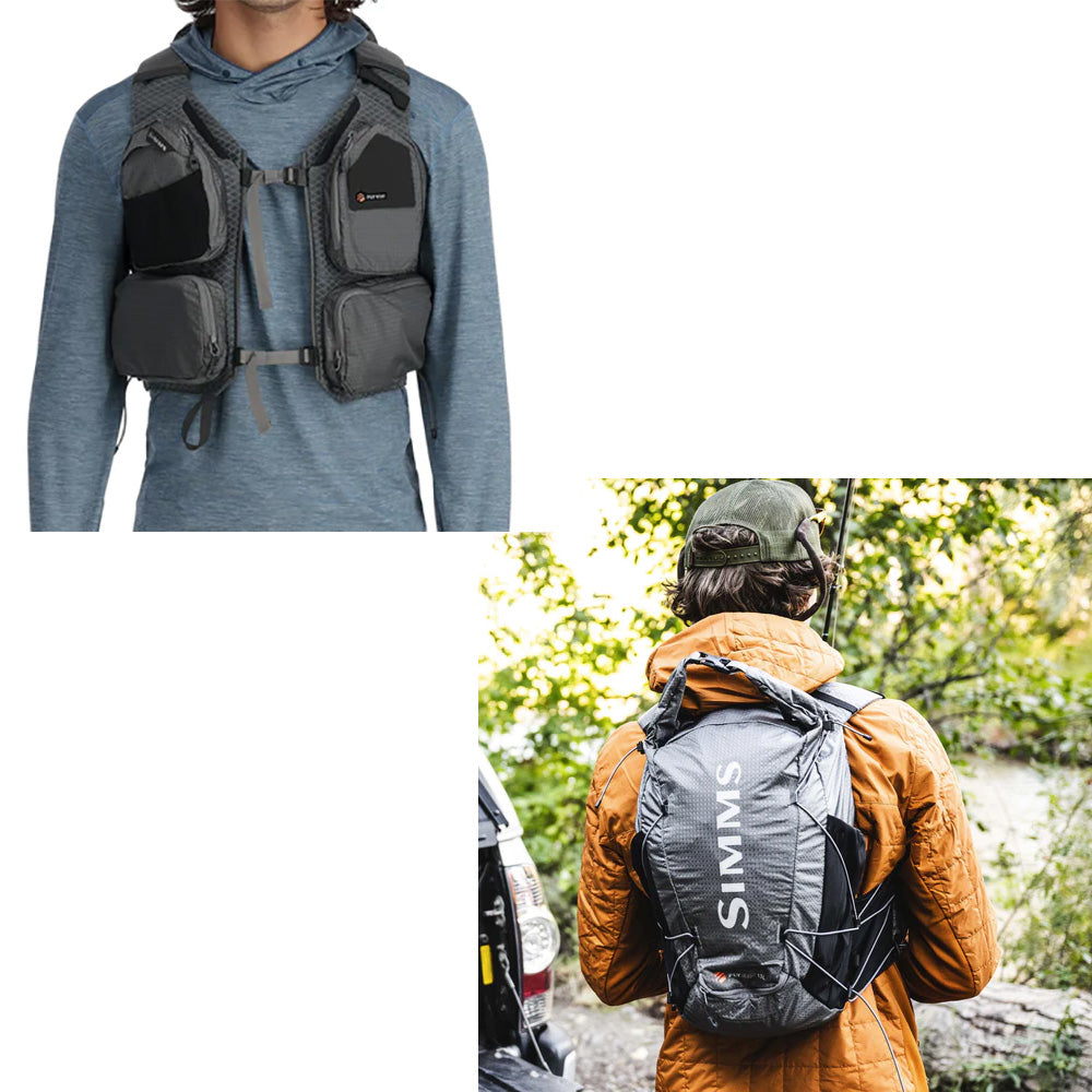 Simms Flyweight Vest Pack in smoke color