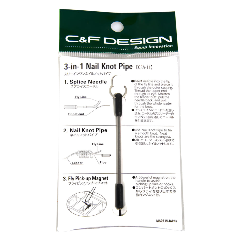 C&F Design 3 in 1 Nail Knot Pipe fishing knot tool shown in the manufacturer package on a white background - Murray's Fly Shop