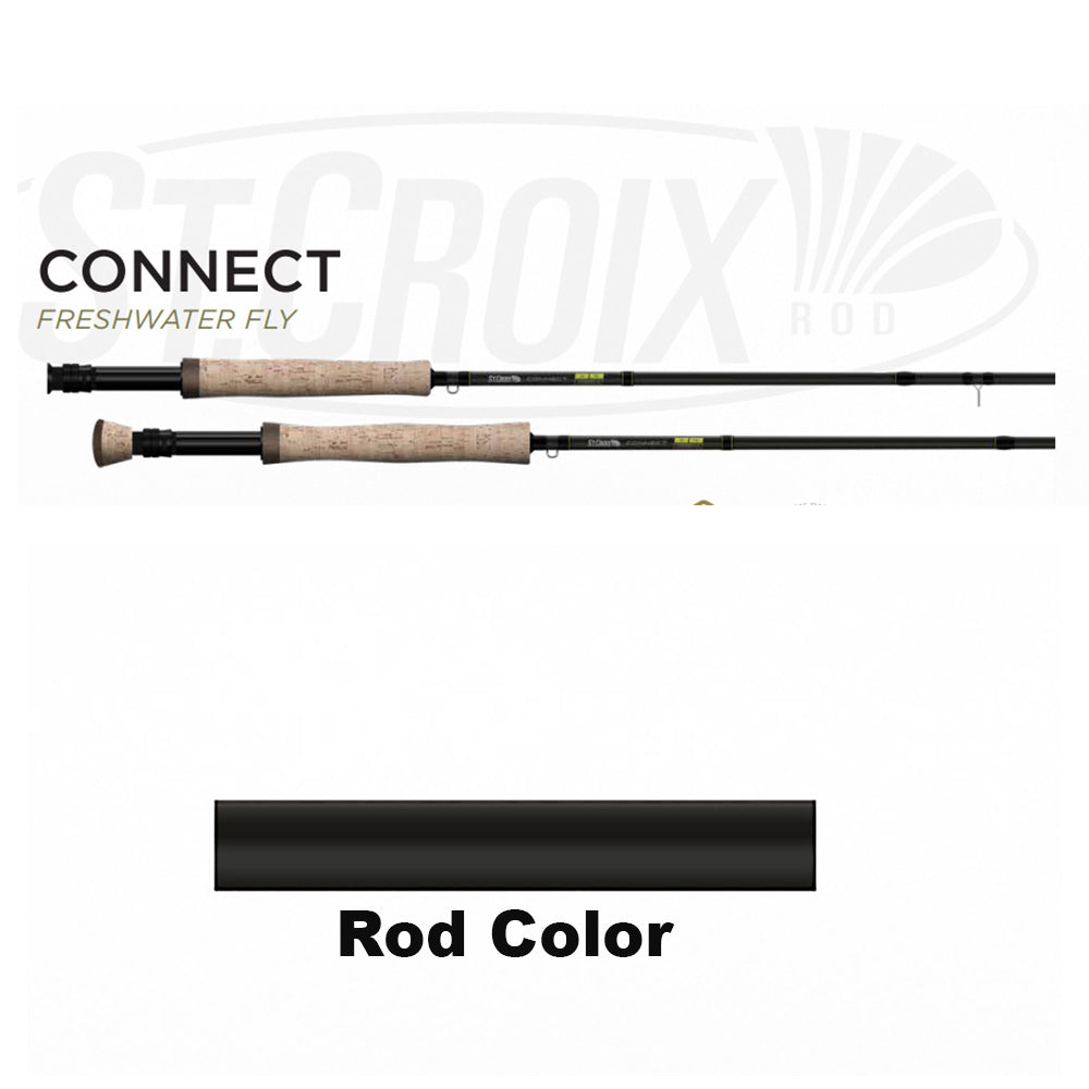 Connect fly rod by St Croix showing two fly rod with the regular butt of the fly rod on the top rod and fighting butt of the fly rod on the bottom 