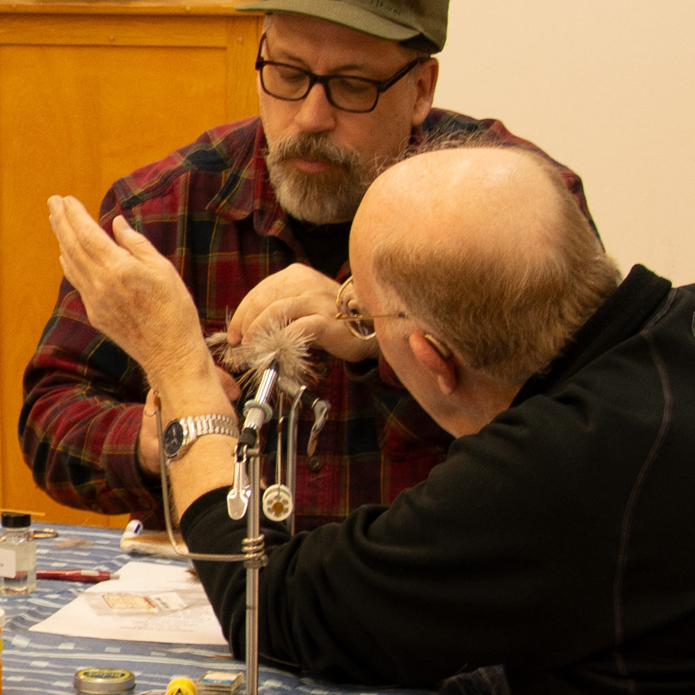 Harry Murray conducting a Bass Fly Tying Class