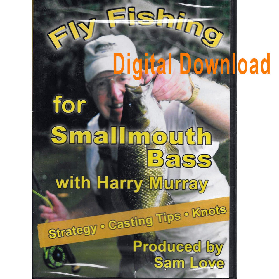 Harry Murray holding a smallmouth bass on the cover of his video Fly Fishing for Smallmouth Bass